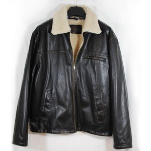 Lee Faux Leather BomberJacket Faux Fleece Lining M